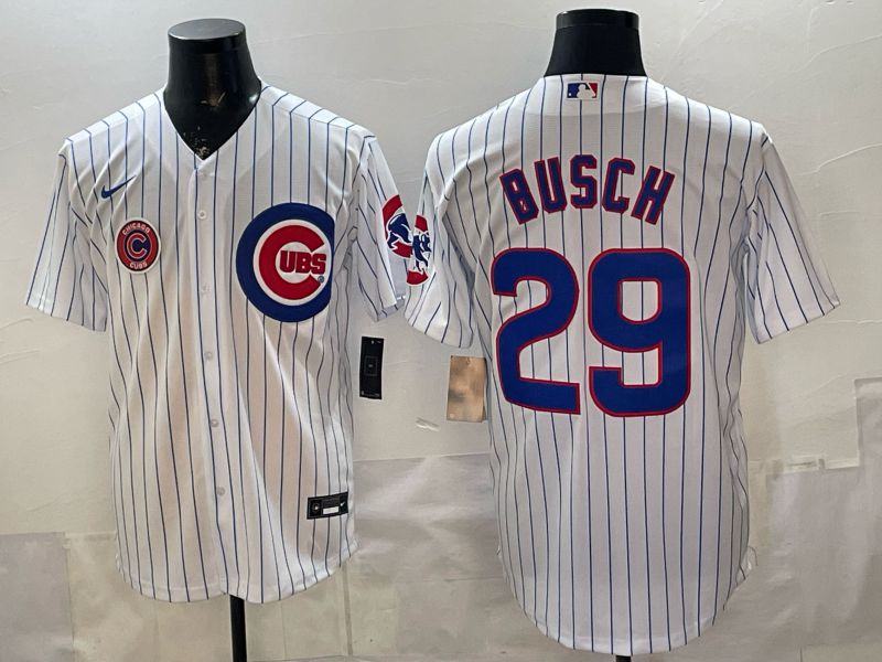 Men Chicago Cubs #29 Busch White Stripe Game 2026 Nike MLB Jersey style 007